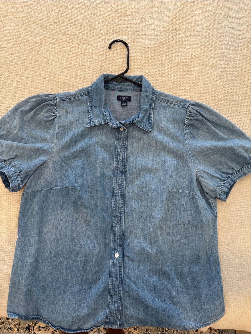 J. Crew Medium Blue Denim Short-Sleeve Button-Up Shirt